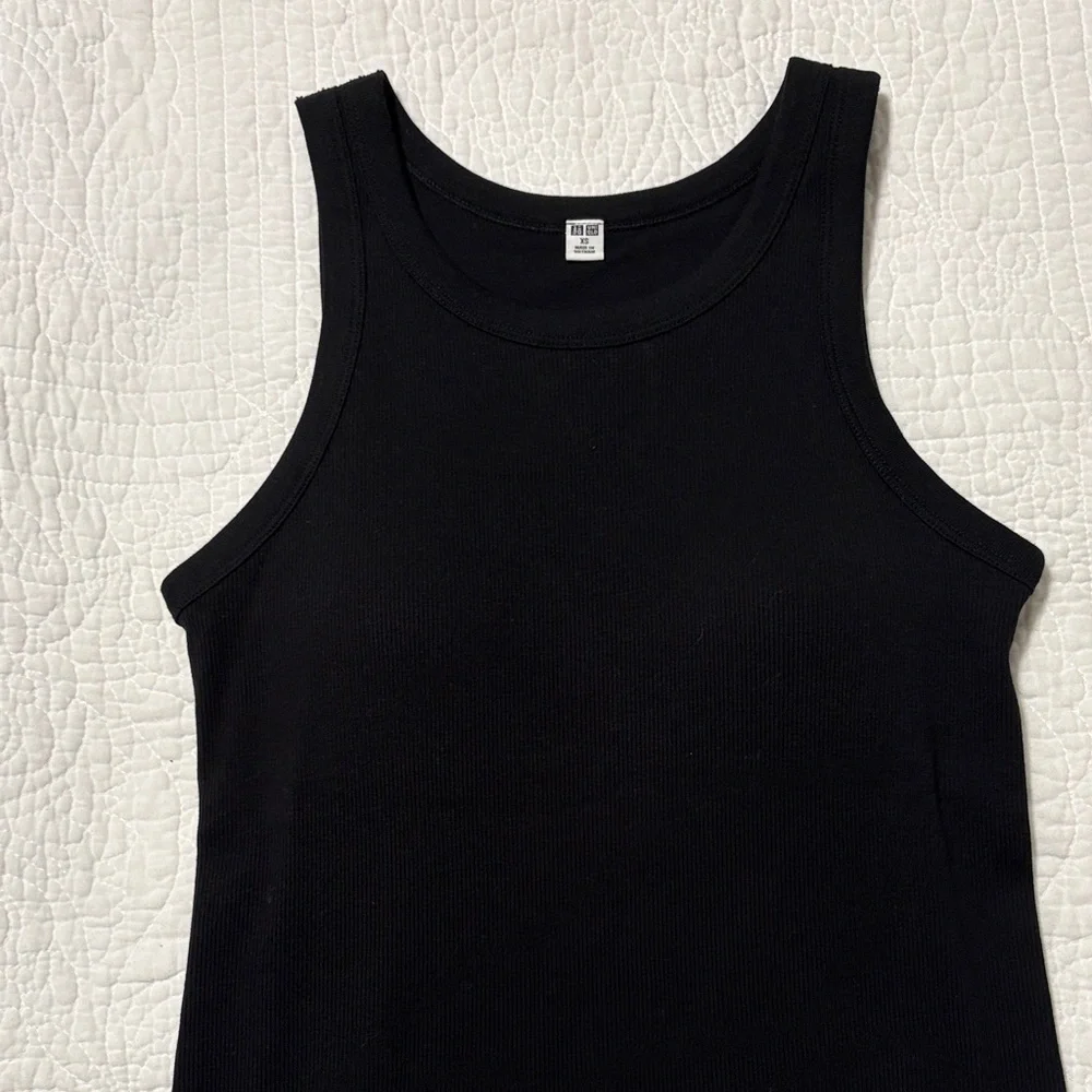 Uniqlo Black Ribbed Tank Midi Dress - Picture 1 of 4